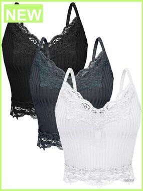 3 Pack Lace Crop Tank Tops Y2K Halter Neck Sleeveless Grunge Top